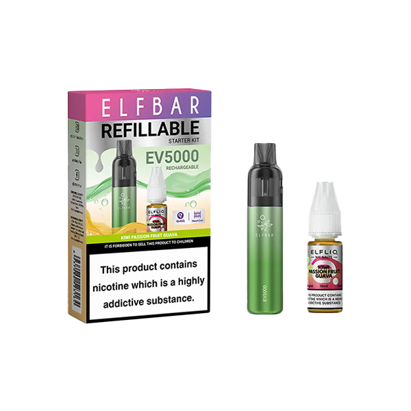 20mg Elf Bar EV5000 Disposable Pod Kit + Elfliq Salt