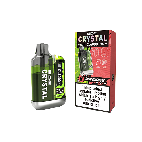 20mg SKE Crystal CL6000 Disposable Rechargeable Vape Kit 6000 Puffs