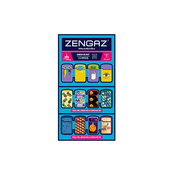 Zengaz Cube ZL-12 Royal Jet (EU-S3) - Jet Flame Lighters Bundle + 48 Lighters with Cube display stand