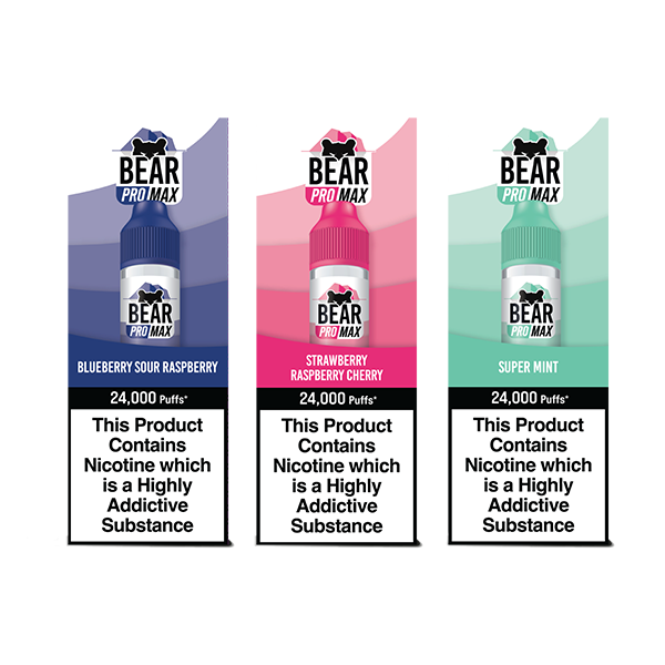 Bear Pro Max 75ml Longfill Bar Series includes 4X 20mg Salt Nic Shots